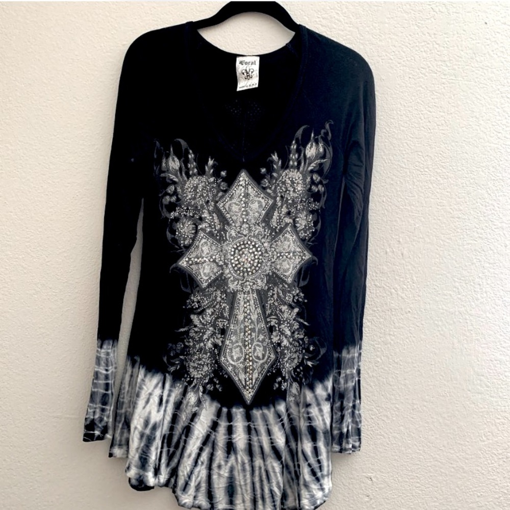 Tye-dye Vocal brand embezzlement cross long sleeve. Made in USA